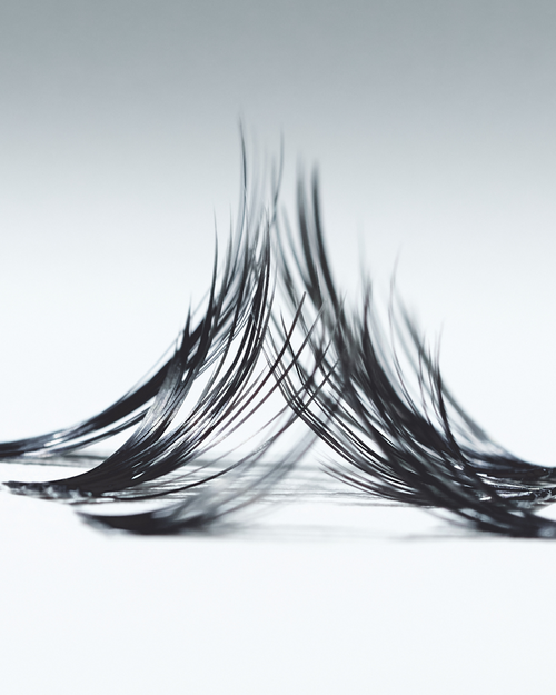 Clusters of lash extensions from the Cat Eye Starter Kit.