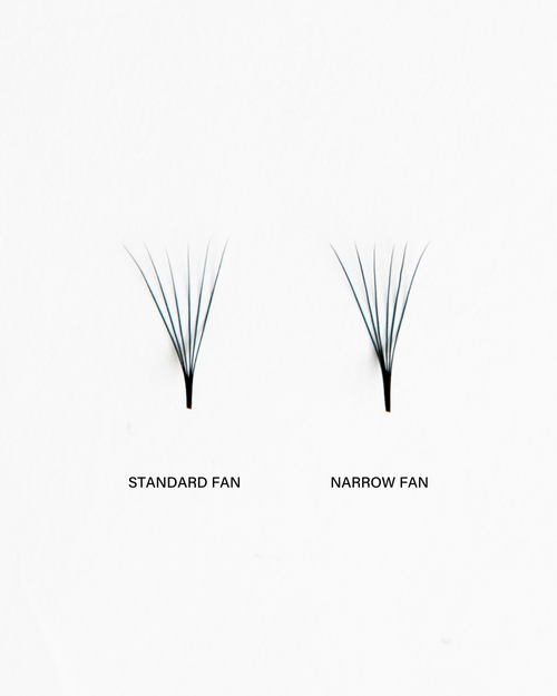 Standard and narrow fans for volume lash extensions.