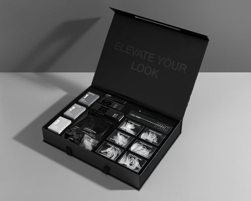 Inside of the Lash and Brow Lamination Kit displaying products included.