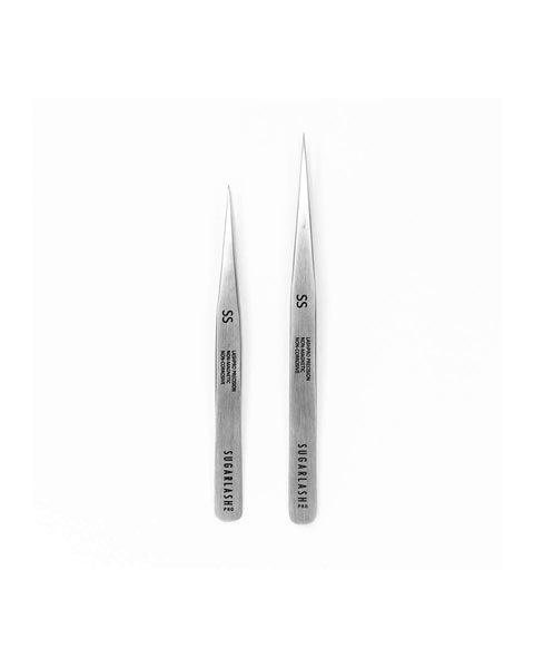 Two Standard Straight SS eyelash extension tweezers side by side.