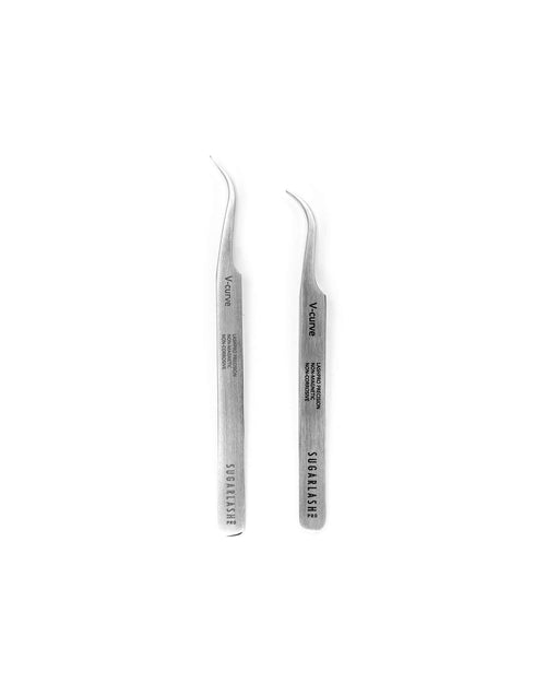 Two pairs of Volume Lash Extension Tweezers V-Curve.